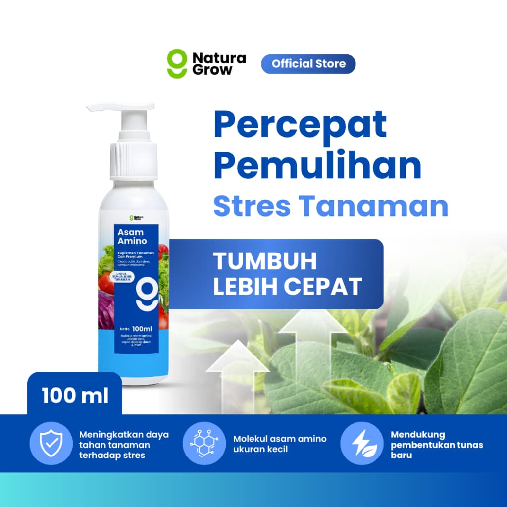 Pupuk Asam Amino Tanaman 100ml Naturagrow Pupuk Cair Daun Anti Stres untuk Sayuran Buah Bunga