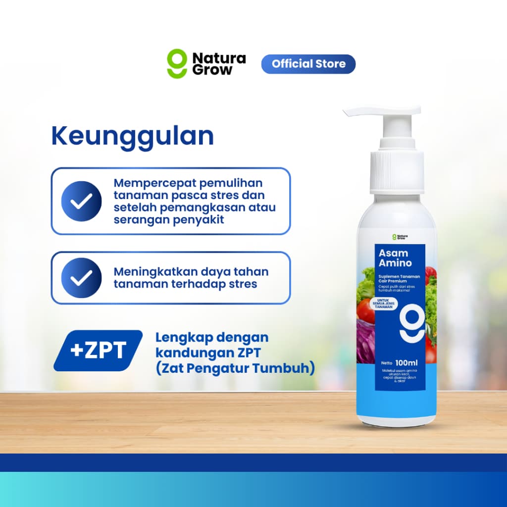 Pupuk Asam Amino Tanaman 100ml Naturagrow Pupuk Cair Daun Anti Stres untuk Sayuran Buah Bunga