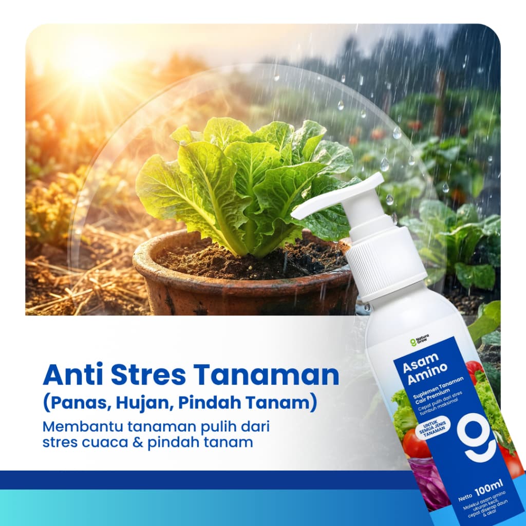 Pupuk Asam Amino Tanaman 100ml Naturagrow Pupuk Cair Daun Anti Stres untuk Sayuran Buah Bunga