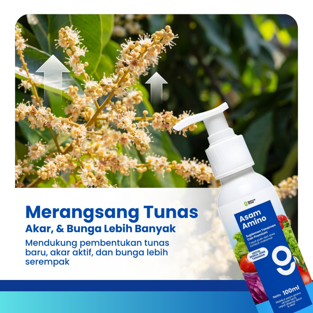 Pupuk Asam Amino Tanaman 100ml Naturagrow Pupuk Cair Daun Anti Stres untuk Sayuran Buah Bunga