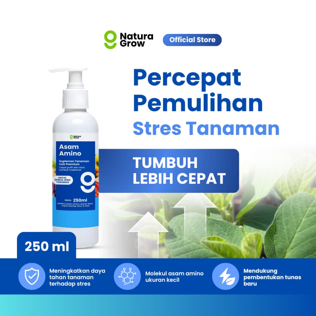 Pupuk Asam Amino Tanaman 250ml Naturagrow Pupuk Cair Daun Anti Stres untuk Sayuran Buah Bunga