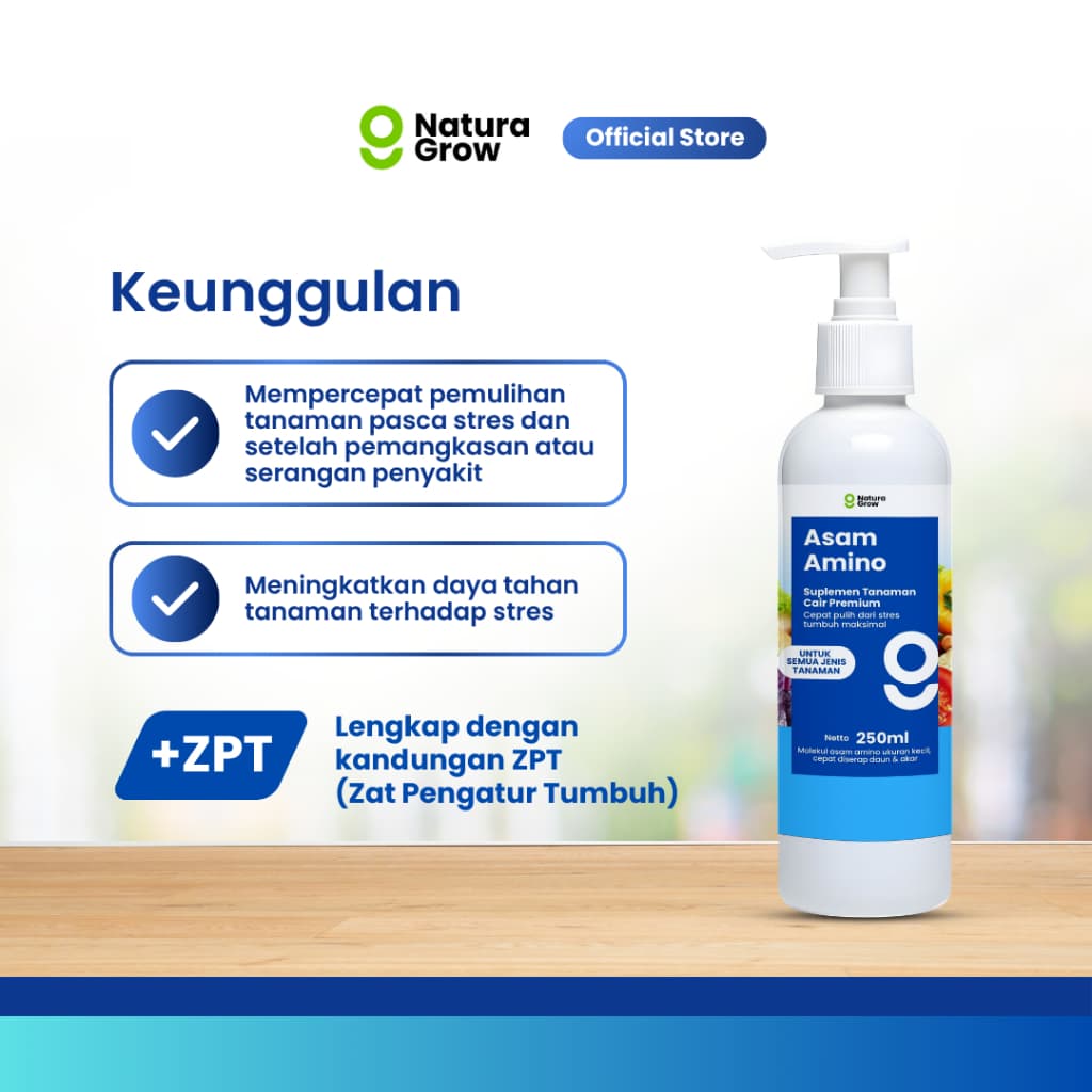 Pupuk Asam Amino Tanaman 250ml Naturagrow Pupuk Cair Daun Anti Stres untuk Sayuran Buah Bunga