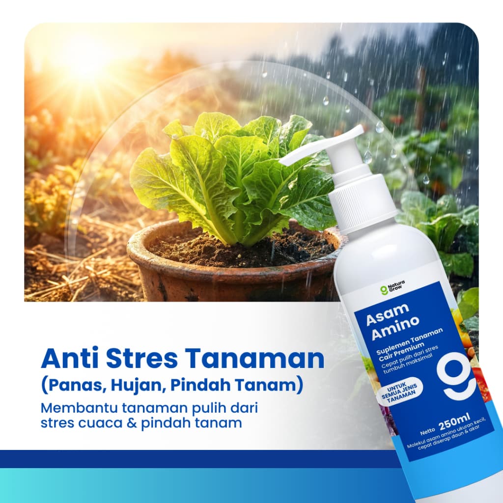 Pupuk Asam Amino Tanaman 250ml Naturagrow Pupuk Cair Daun Anti Stres untuk Sayuran Buah Bunga