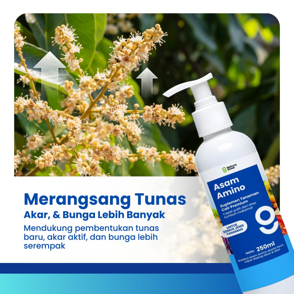 Pupuk Asam Amino Tanaman 250ml Naturagrow Pupuk Cair Daun Anti Stres untuk Sayuran Buah Bunga