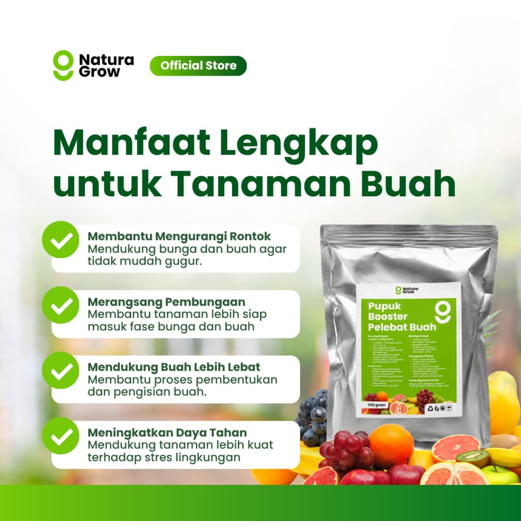 NaturaGrow - Booster Buah Premium | Pupuk Bubuk Perangsang Buah Lebat, Manis & Berkualitas