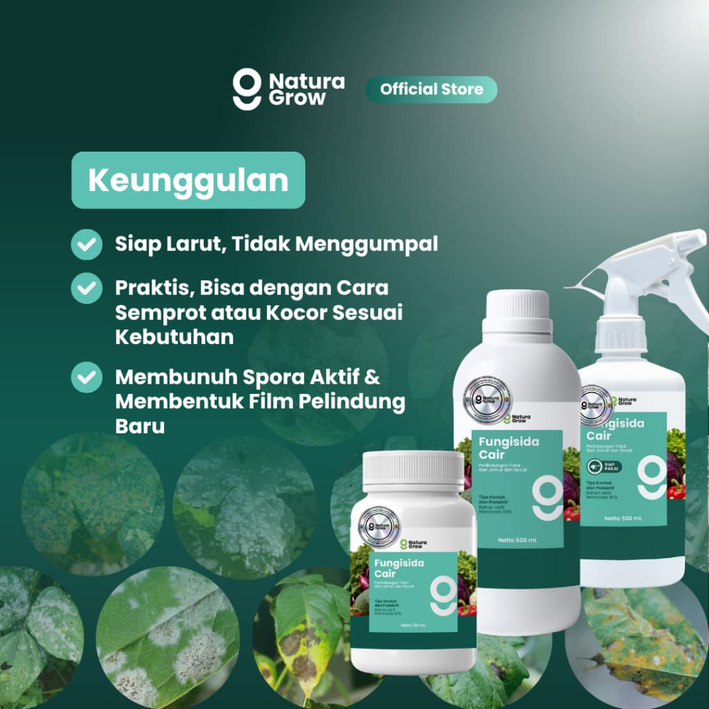 Naturagrow Fungisida Cair – Pengendali Jamur & Busuk Tanaman untuk Perawatan Daun