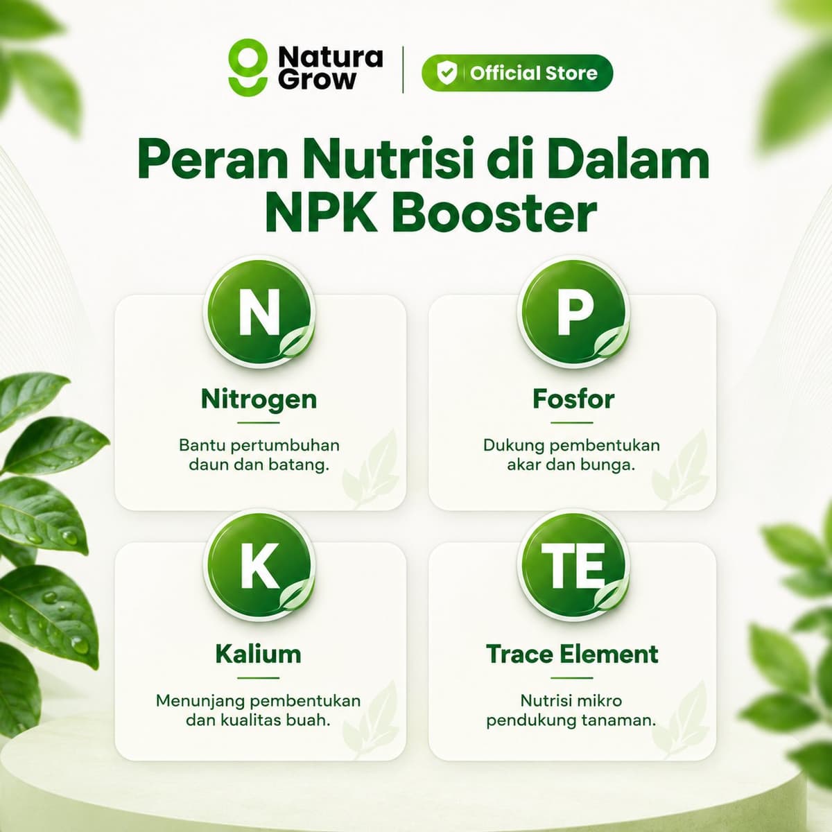 Pupuk NPK Booster NaturaGrow 15-10-20 + TE Cap Tawon Pupuk Bunga Buah untuk Cabai Tomat Sayur Tanaman 200gr 500gr