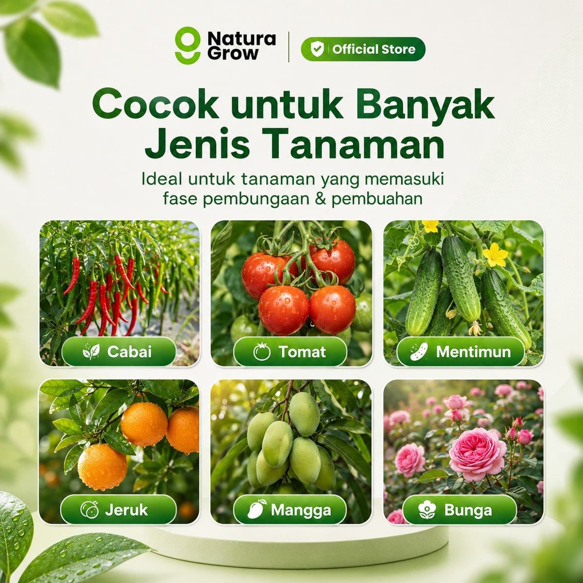 Pupuk NPK Booster NaturaGrow 15-10-20 + TE Cap Tawon Pupuk Bunga Buah untuk Cabai Tomat Sayur Tanaman 200gr 500gr