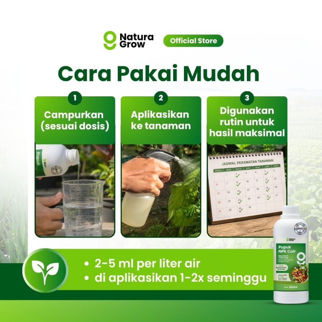 Naturagrow - Pupuk NPK Cair 500ml | Nutrisi Lengkap Penyubur Tanaman, Akar Kuat, Daun Hijau & Cepat Tumbuh