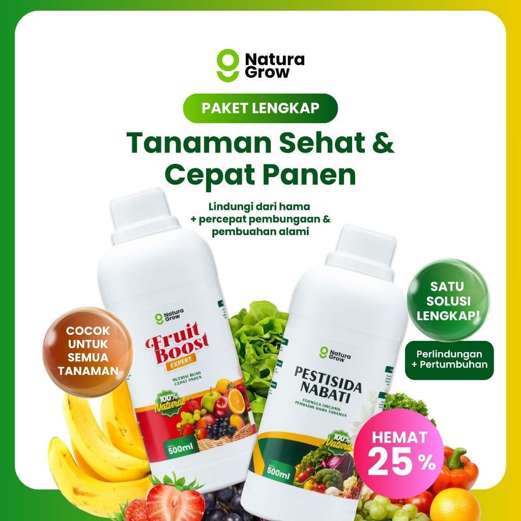 Naturagrow - Paket Pestisida Organik Anti Hama & Pupuk Buah Cepat Panen Pestisida Nabati 500ml + Fruit Boost Expert 500ml