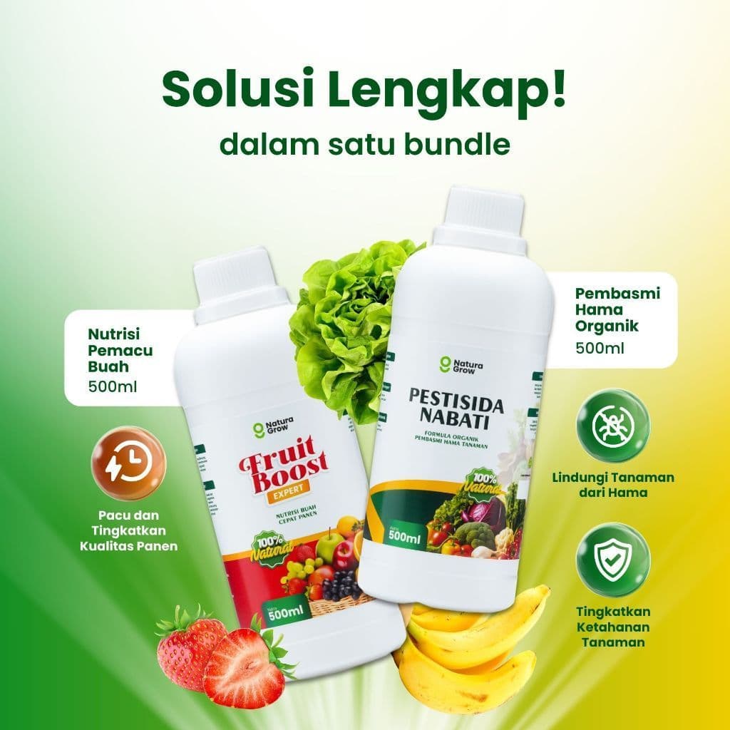 Naturagrow - Paket Pestisida Organik Anti Hama & Pupuk Buah Cepat Panen Pestisida Nabati 500ml + Fruit Boost Expert 500ml