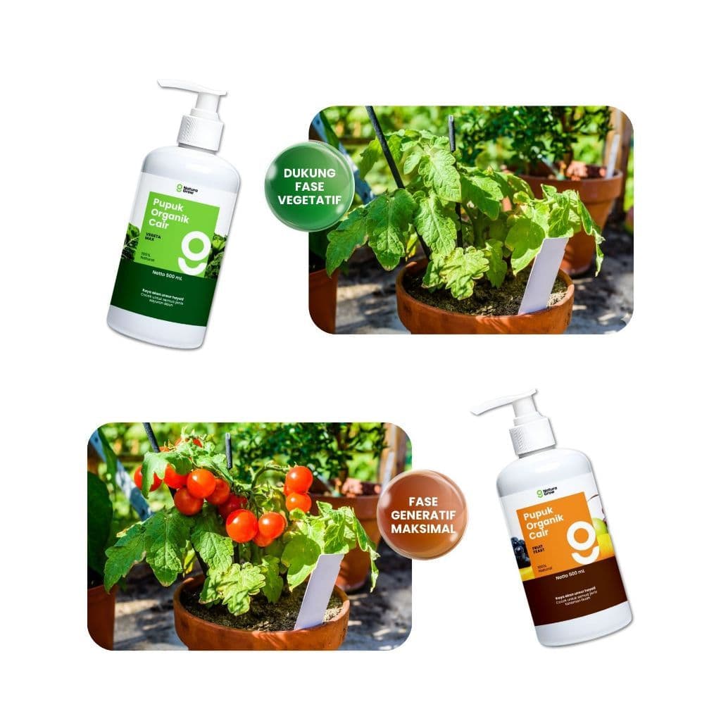 Naturagrow - Pupuk Organik Pelebat & Penyubur Buah dan Tanaman Sayur Paket 2in1 Pupuk Organik Cair Khusus Buah dan Sayur