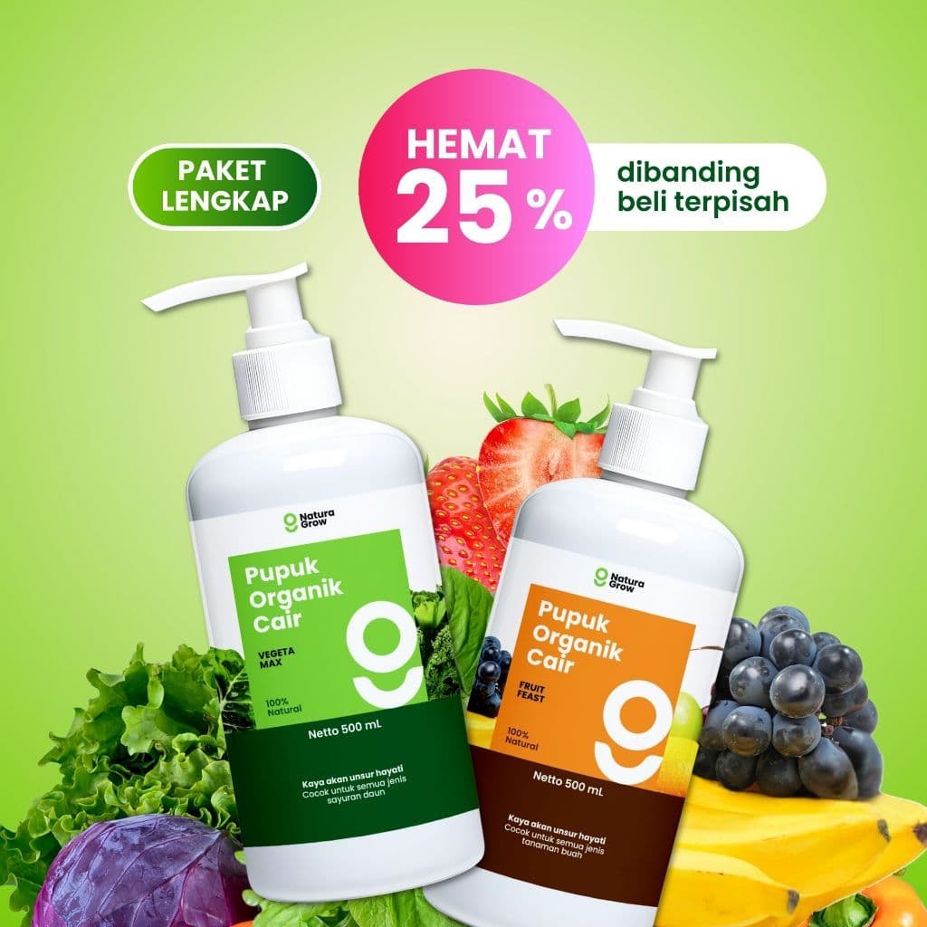 Naturagrow - Pupuk Organik Pelebat & Penyubur Buah dan Tanaman Sayur Paket 2in1 Pupuk Organik Cair Khusus Buah dan Sayur