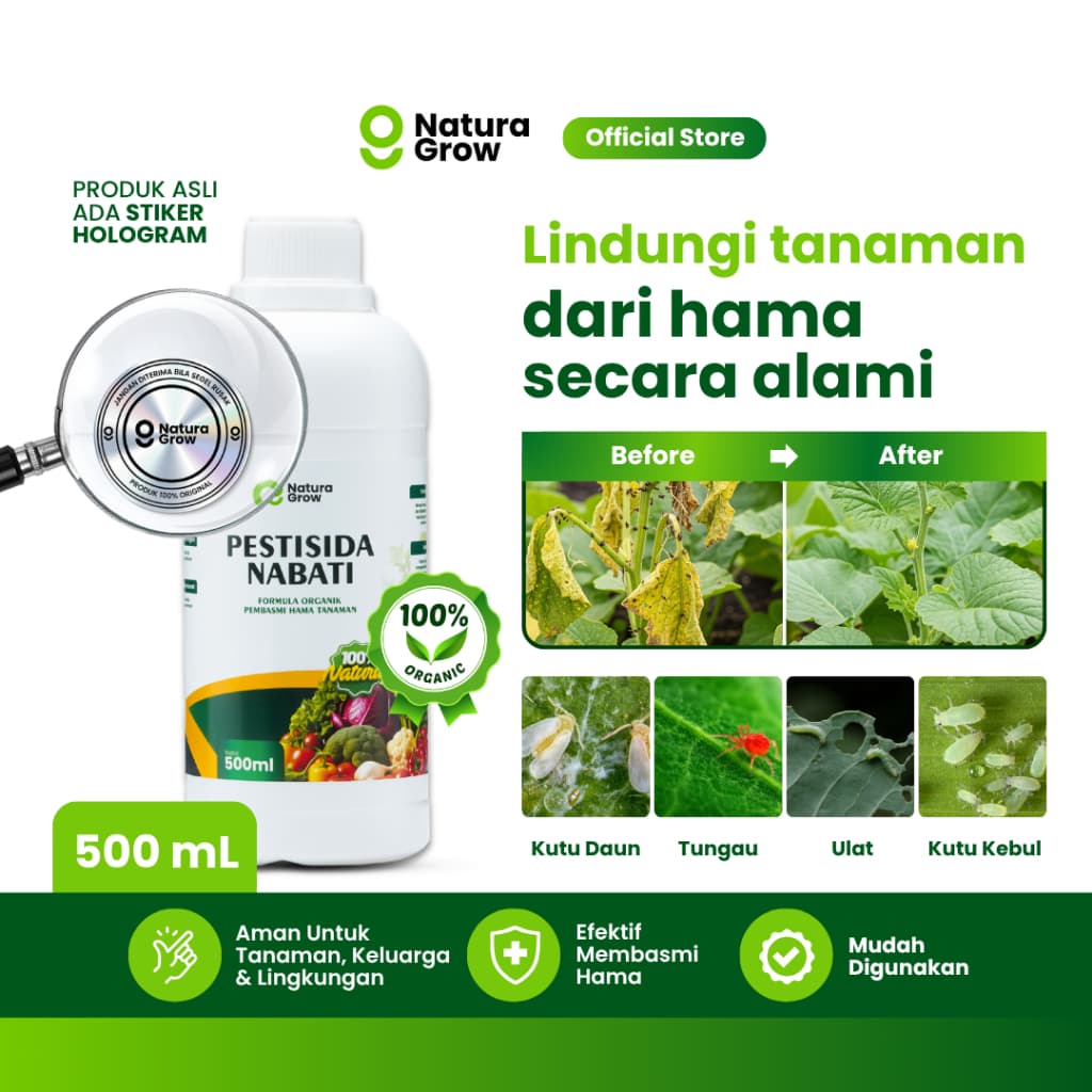 Naturagrow Pestisida Nabati 500 ml - Obat Hama Jamur Bakteri Tanaman Organik Ampuh Basmi Kutu Daun Ulat Grayak & Semut