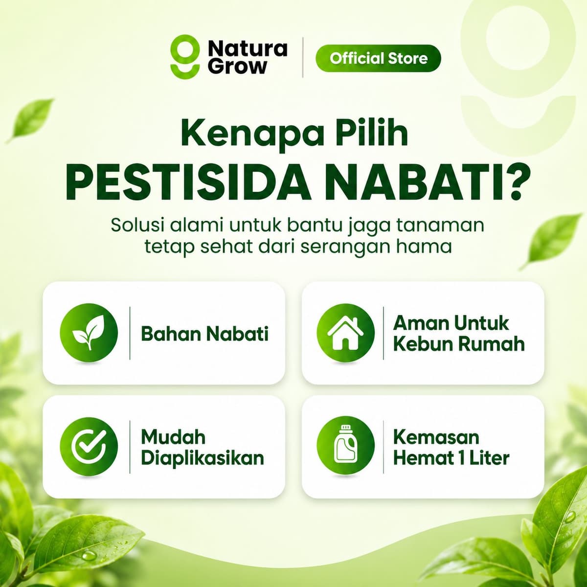 Pestisida Nabati NaturaGrow 1 Liter Pengendali Hama Tanaman Kutu Daun Ulat Tungau Kutu Kebul untuk Sayur Buah Bunga