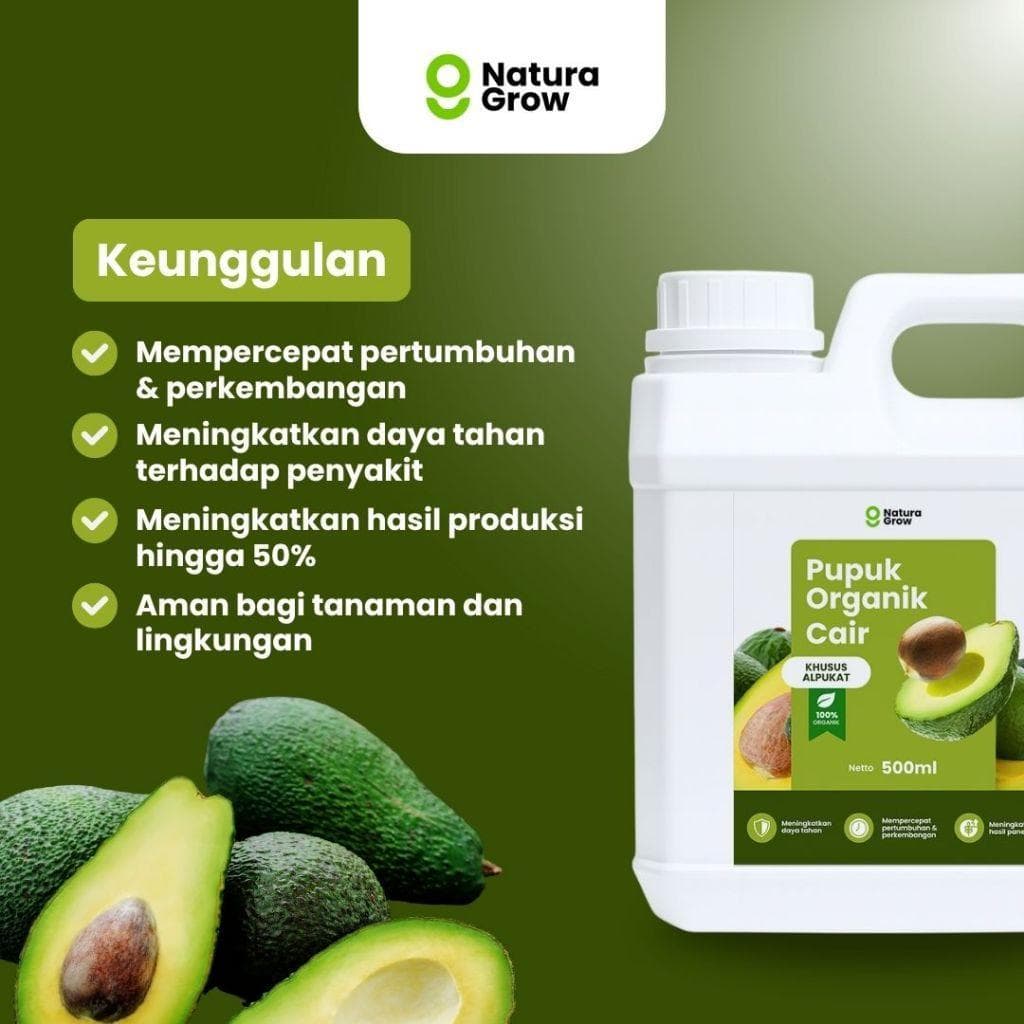 Pupuk Organik Cair Alpukat 500ml Pupuk Alami Cepat Tumbuh, Tahan Penyakit & Hasil Maksimal - Naturagrow