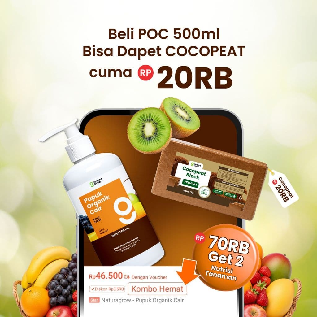 Pupuk Organik Cair Tanaman Buah 500ml Pupuk Pelebat Penyubur Buah Pupuk khusus buah mempercepat pembungaan dan pembuahan rasa manis pupuk penyubur tanaman buah mengandung ZPT - Naturagrow