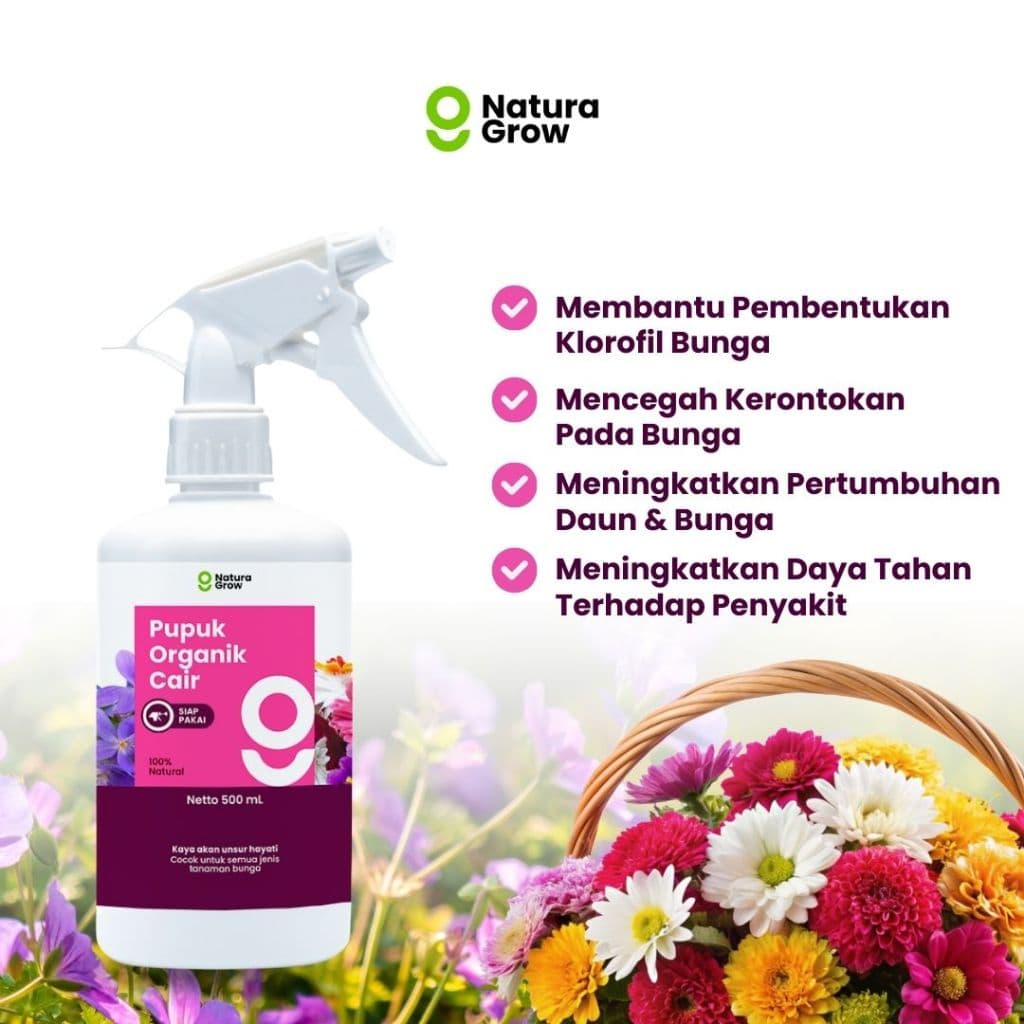 Naturagrow Pupuk Bunga Cair 500ml Nutrisi Tanaman Hias Mekar Subur Siap Pakai