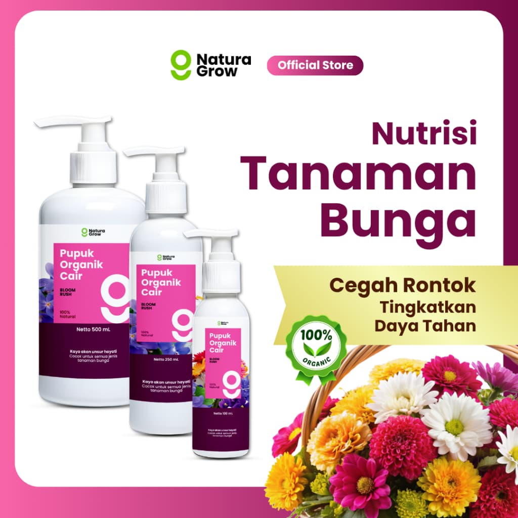 Naturagrow Pupuk Organik Cair Bunga – Nutrisi Tanaman Hias untuk Mendukung Pembungaan & Kesegaran Tanaman