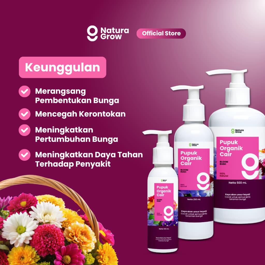 Naturagrow Pupuk Organik Cair Bunga – Nutrisi Tanaman Hias untuk Mendukung Pembungaan & Kesegaran Tanaman