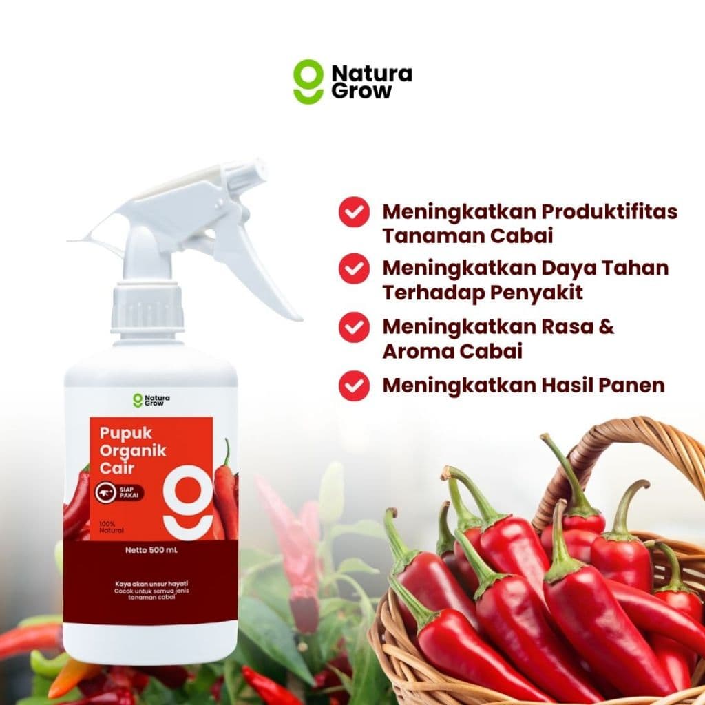 Naturagrow - Pupuk Organik Cair Siap Pakai Khusus Tanaman Cabai  500ml