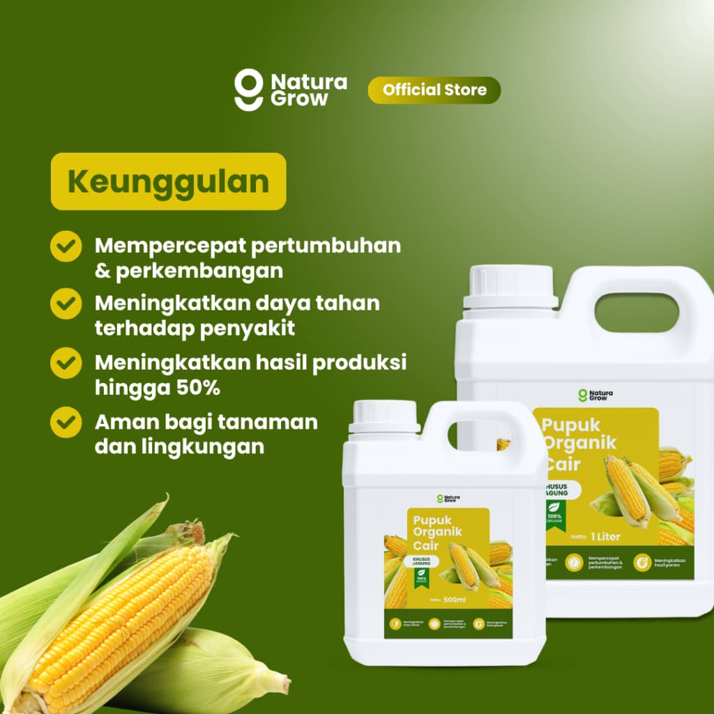 Naturagrow - Pupuk Organik Cair Jagung  Tanaman Subur, Buah Melimpah & Jagung Berkualitas