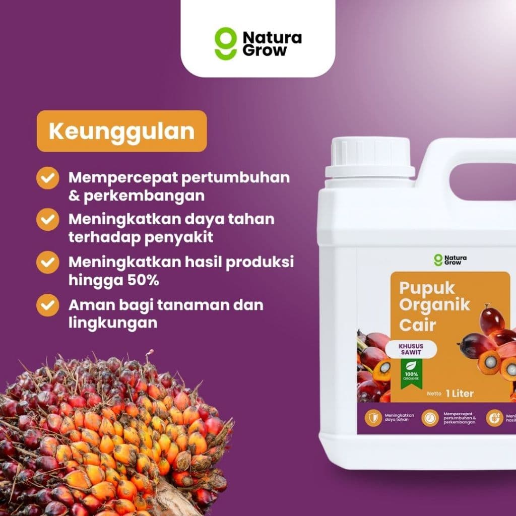 Naturagrow - Pupuk Organik Cair Sawit 1 LITER  Sawit Subur & Produksi Maksimal