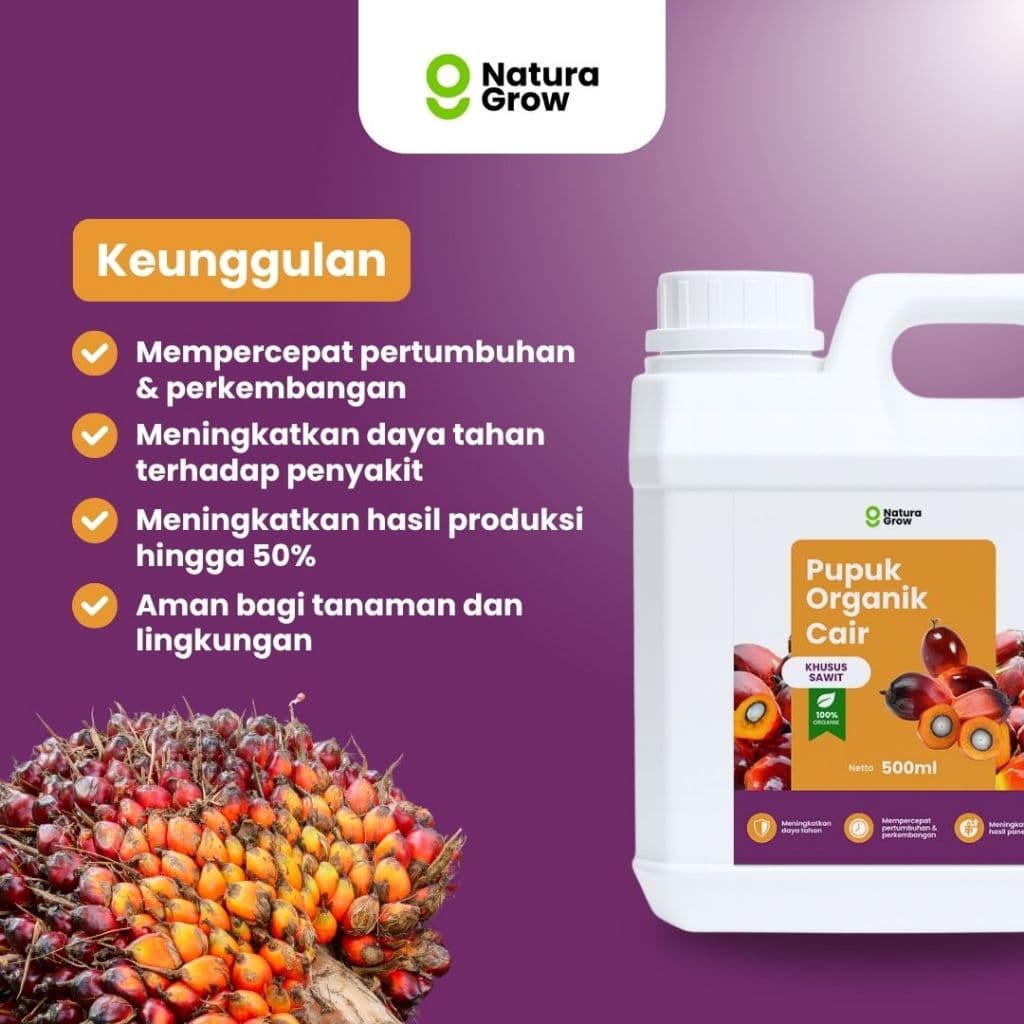 Naturagrow - Pupuk Organik Cair Sawit 500ml  Sawit Subur & Produksi Maksimal