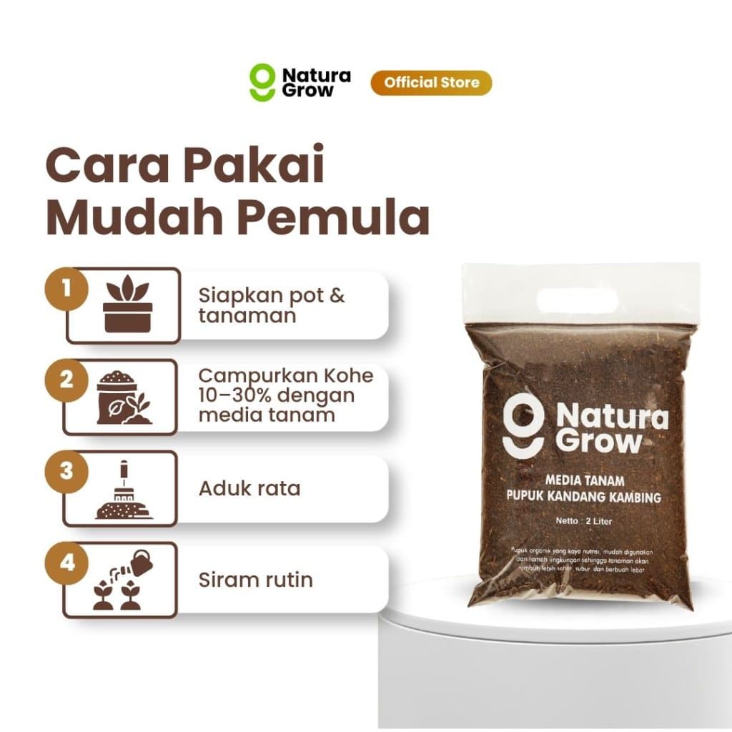Naturagrow - Pupuk Kandang Media Tanam Kohe Kambing Murni 2L