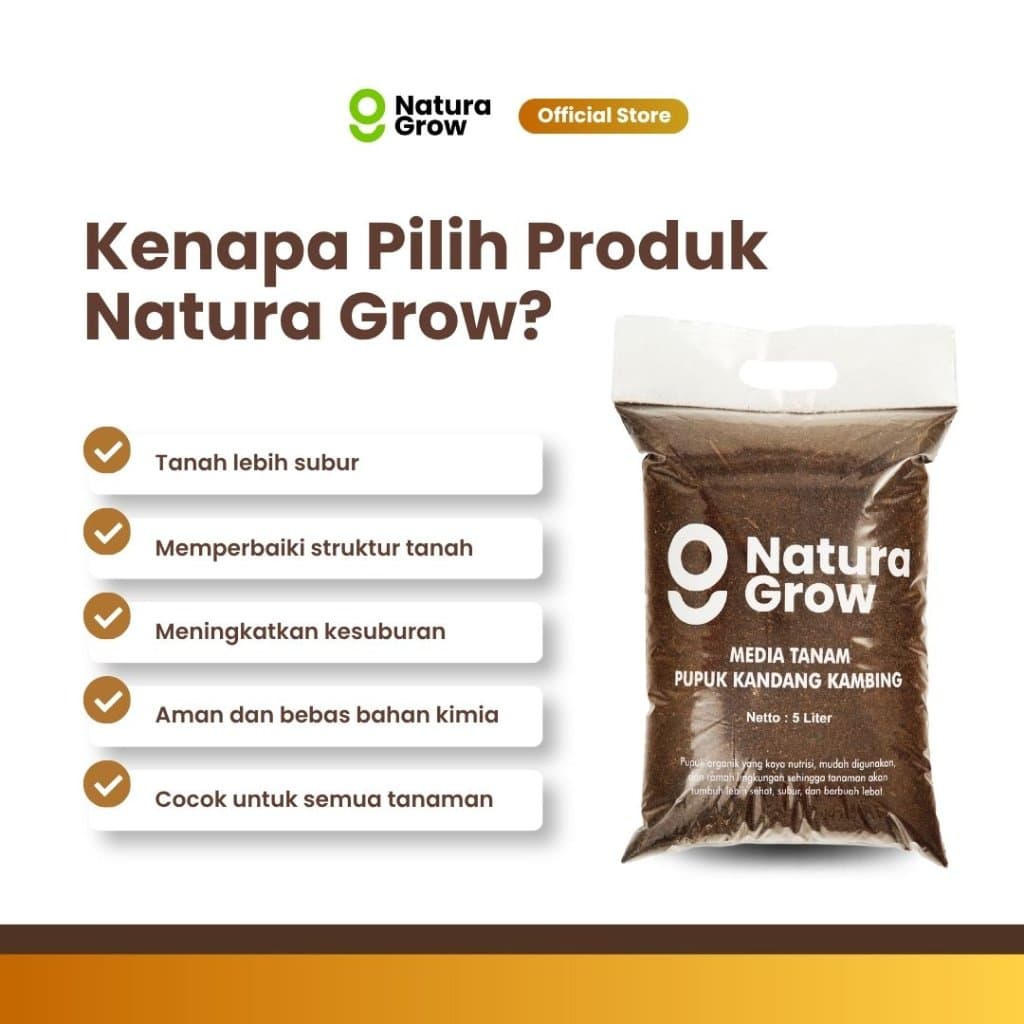 Naturagrow - Pupuk Kandang Media Tanam Kohe Kambing Murni 5 Liter