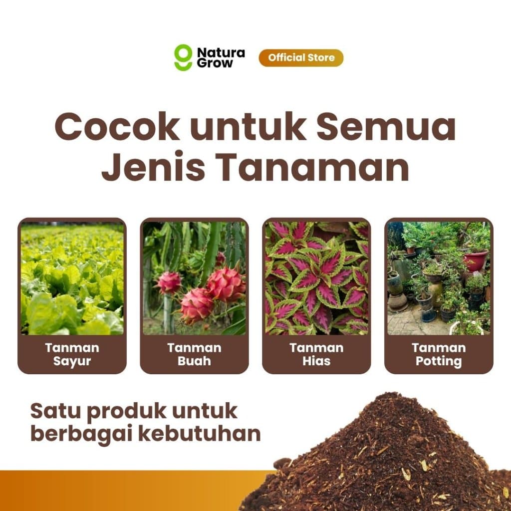 Naturagrow - Pupuk Kandang Media Tanam Kohe Kambing Murni 5 Liter