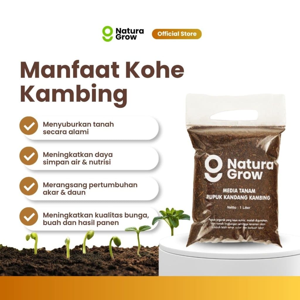 Naturagrow - Pupuk Kandang Media Tanam Kohe Murni 1 Liter