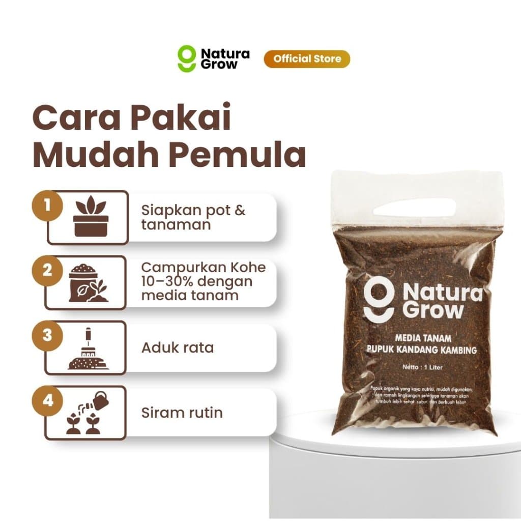 Naturagrow - Pupuk Kandang Media Tanam Kohe Murni 1 Liter