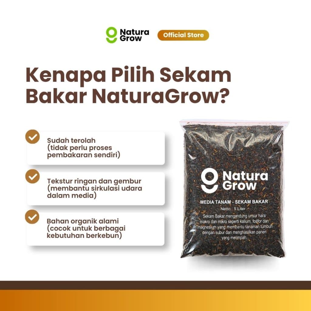 Naturagrow - Sekam Bakar Media Tanam Organik 5 Liter