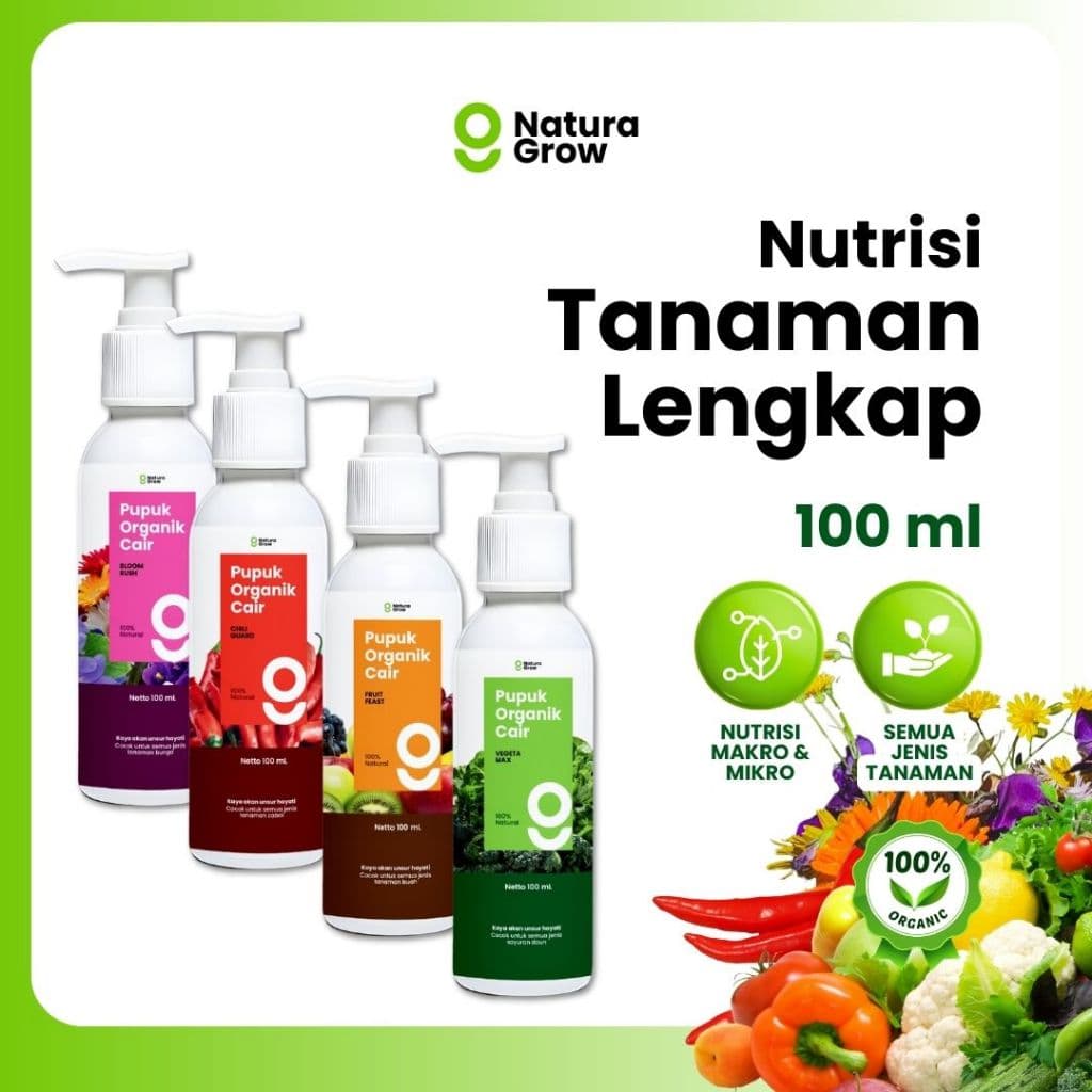 Naturagrow - Pupuk Organik Cair POC Sayuran Daun Tanaman Buah Cabai dan Bunga Varian 100ml
