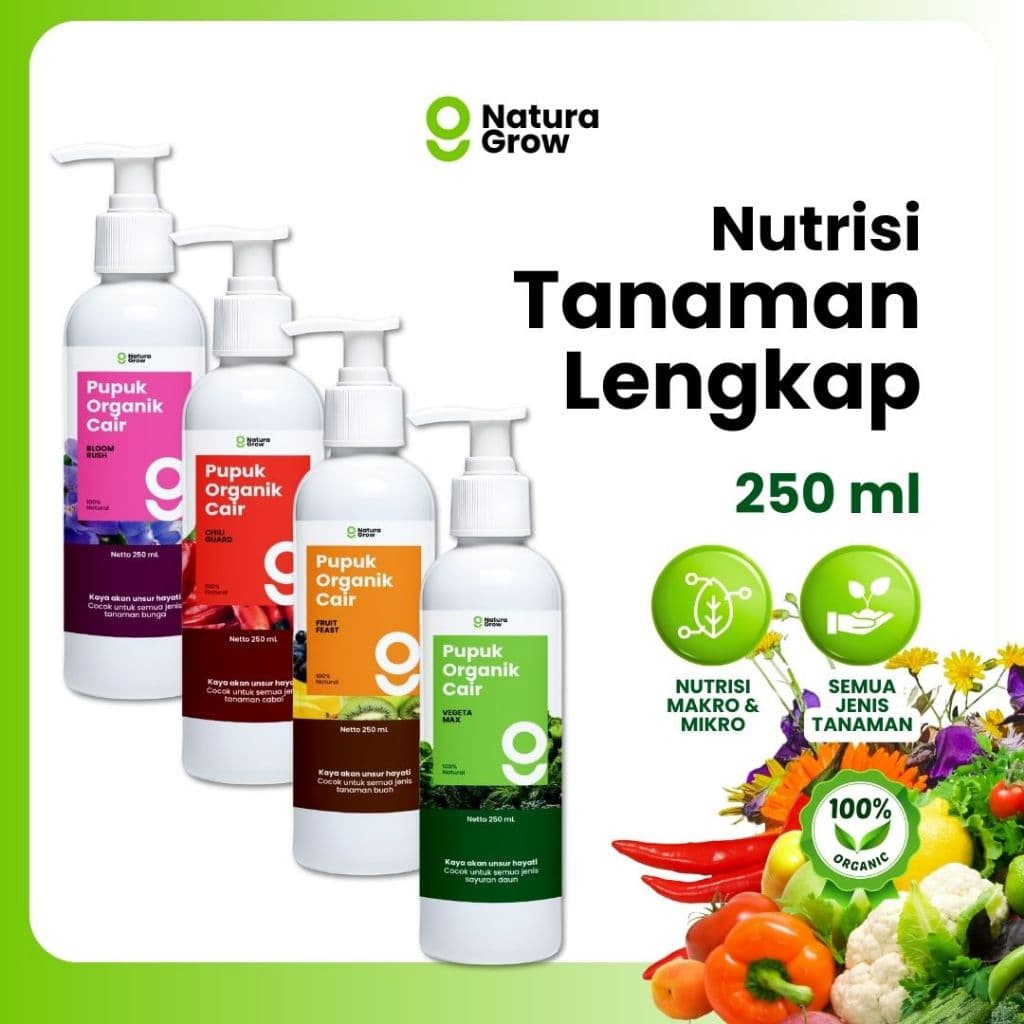 Naturagrow - Pupuk Organik Cair POC Sayuran Daun Tanaman Buah Cabai dan Bunga Varian 250ml