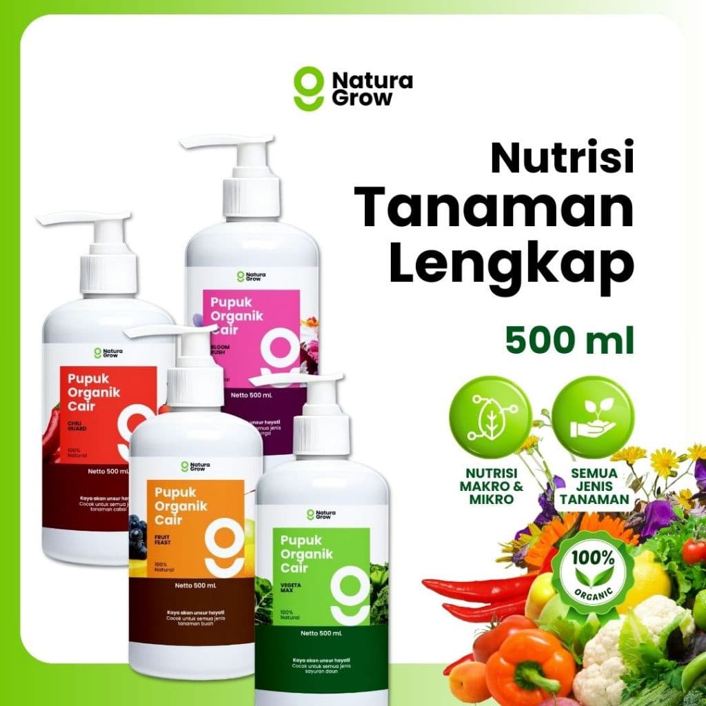 Naturagrow - Pupuk Organik Cair POC Sayuran Daun Tanaman Buah Cabai dan Bunga Varian 500ml